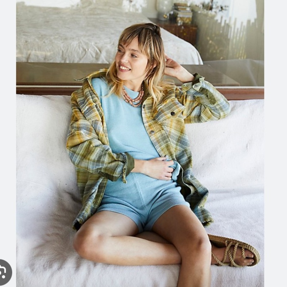 Free People Malibu Solid Surf TOP (matching shorts available too) in Aquamarine
